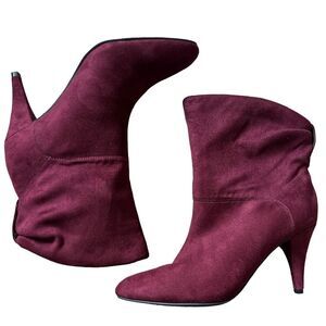 UNISA Miola Kitten Heel Vegan Burgundy Mid Ankle Pointed Toe Bootie Boots S 9.5